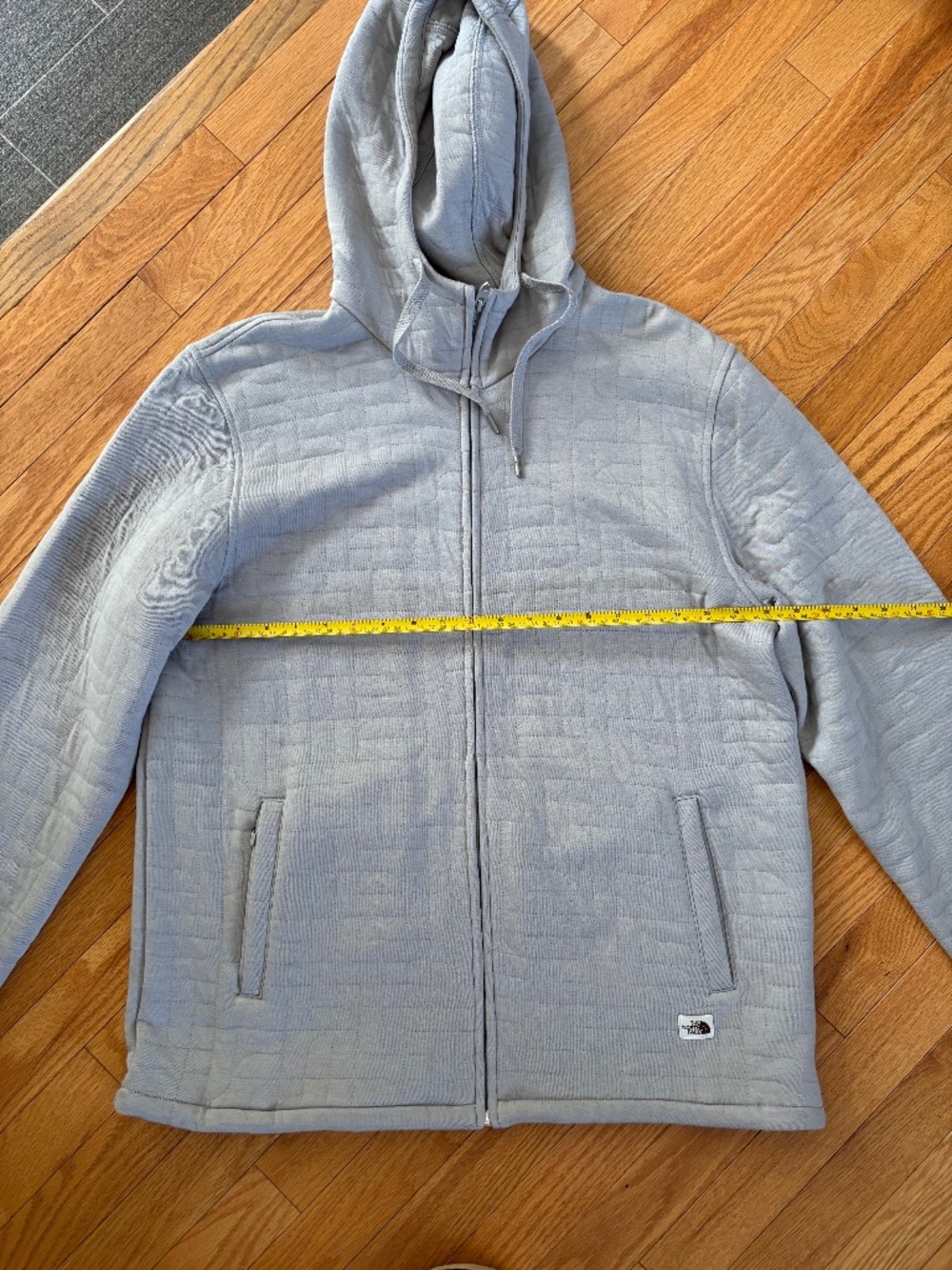 The North Face Men’s Grey Quilted Full Zip Hoodie Large NWOT